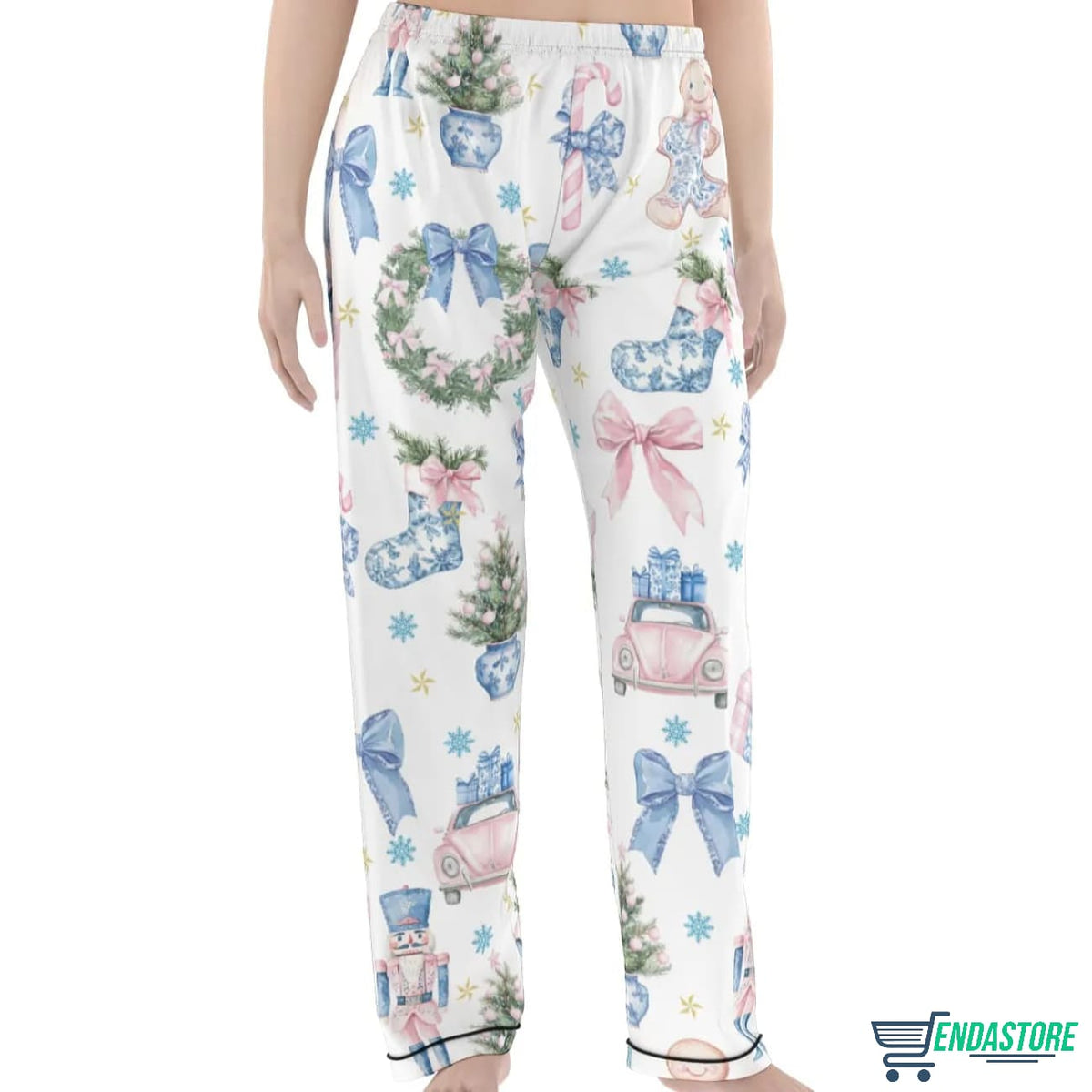 Coquette Chinoiserie Christmas Satin Pajama Set 3D Christmas Sweater - Holiday Gift product image 2