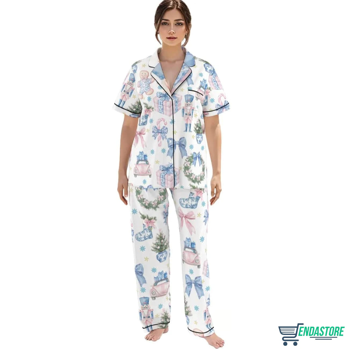 Coquette Chinoiserie Christmas Satin Pajama Set 3D Christmas Sweater - Holiday Gift product image 4