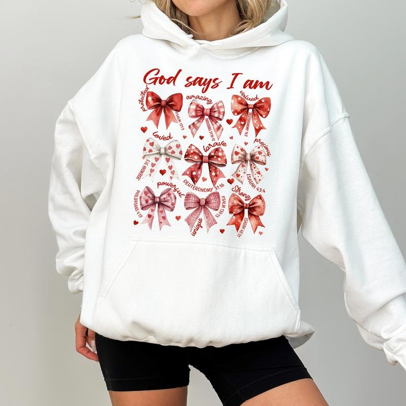 Coquette Christian God Says I Am Bible Verse Positive - Adult & Kids T-Shirts, Sweatshirts & Hoodies apparel design preview 1