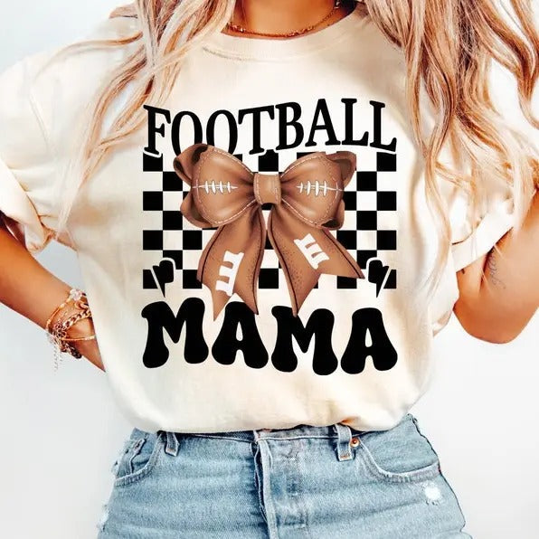 Coquette Football Mama Season Girly Bow - Adult & Kids T-Shirts, Sweatshirts & Hoodies apparel design preview 1