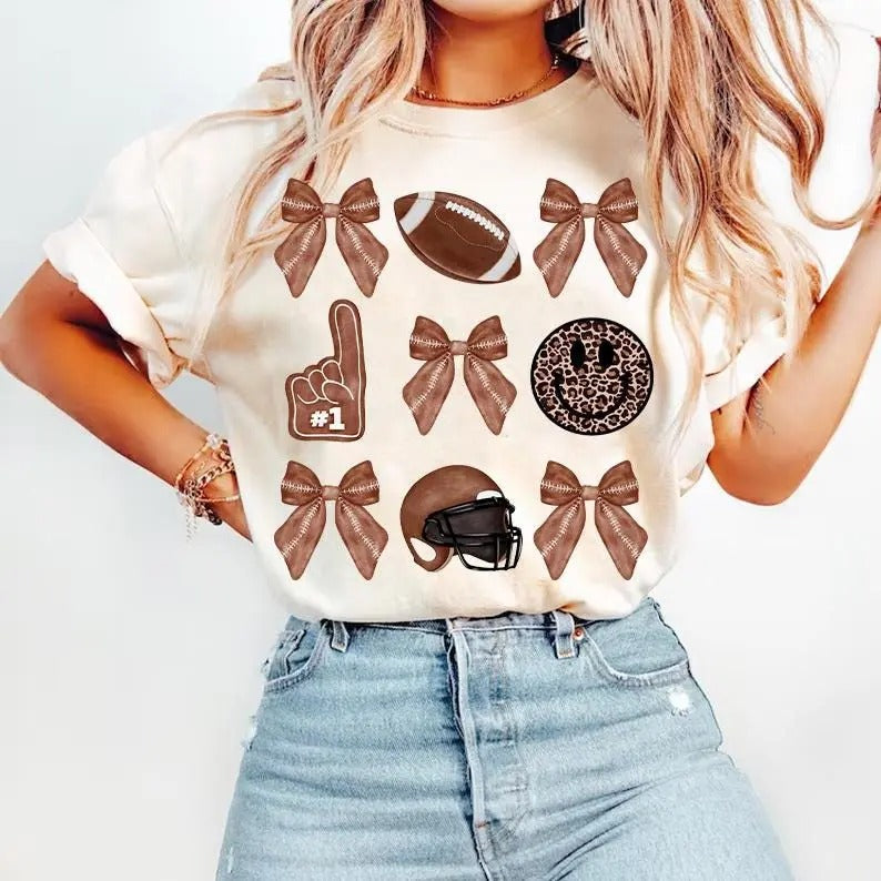 Coquette Football Bow Mom Game Day Fall Season Sports - Adult & Kids T-Shirts, Sweatshirts & Hoodies apparel design preview 1