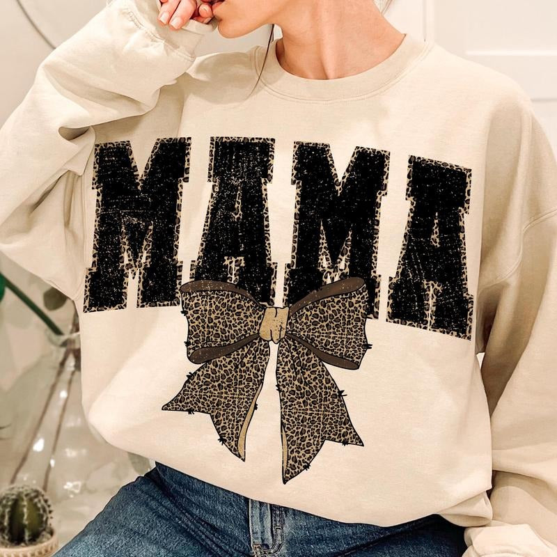 Coquette Leopard Mama Bow Mother Mom Cheetah - Adult & Kids T-Shirts, Sweatshirts & Hoodies apparel design preview 1