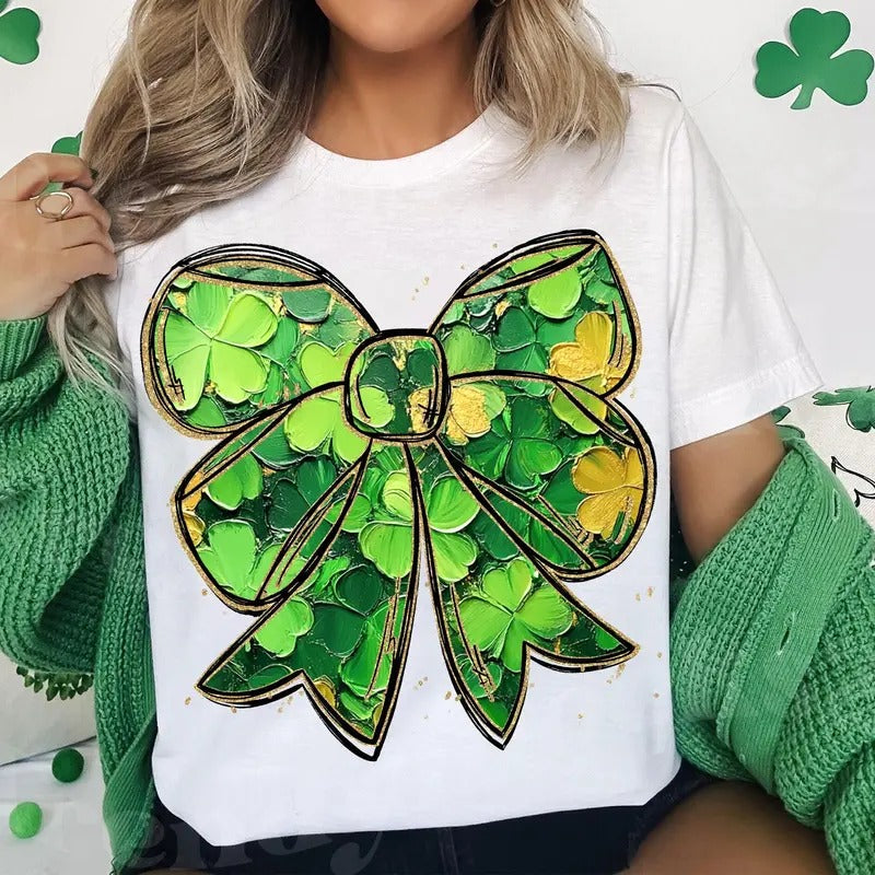 Coquette St Patrick'S Day Bow Glitter Patty'S Lucky - Adult & Kids T-Shirts, Sweatshirts & Hoodies apparel design preview 1