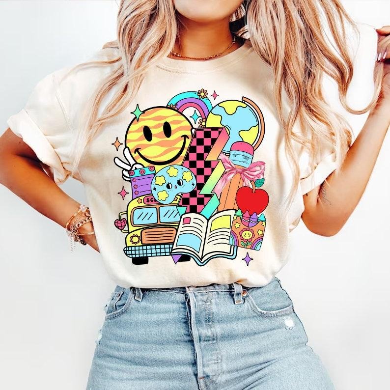 Coquette Teacher Pencil Bow Teach Love Inspire Back - Adult & Kids T-Shirts, Sweatshirts & Hoodies apparel design preview 1