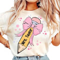 Coquette Teacher Pencil Bow Teaching Love Inspire - Adult & Kids T-Shirts, Sweatshirts & Hoodies apparel design preview 1