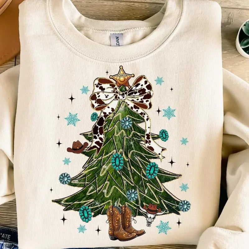 Coquette Turquoise Tree Cowhide Western Country - Adult & Kids T-Shirts, Sweatshirts & Hoodies apparel design preview 1