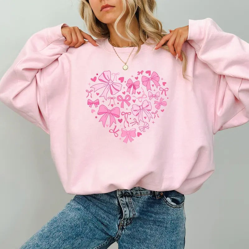Coquette Valentine Heart Pink Bow Xoxo Loving - Adult & Kids T-Shirts, Sweatshirts & Hoodies apparel design preview 1