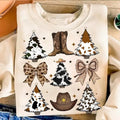 Coquette Western Tree Cowgirl Howdy Leopard Bow - Adult & Kids T-Shirts, Sweatshirts & Hoodies apparel design preview 1
