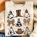 Coquette Western Tree Cowgirl Howdy Leopard Bow - Adult & Kids T-Shirts, Sweatshirts & Hoodies apparel design preview 1