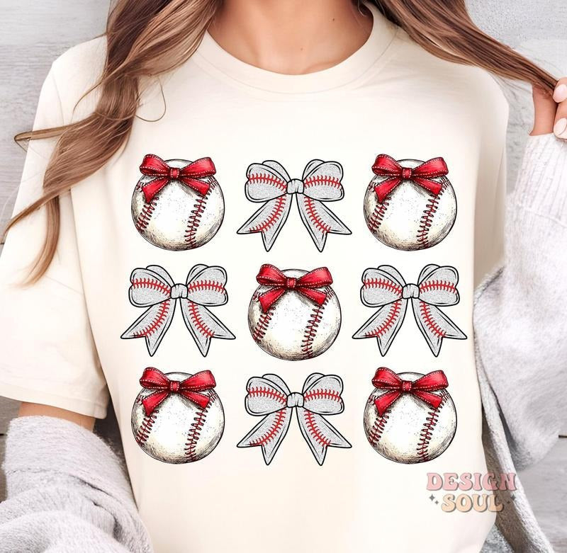 Coquette Baseball Game Day Bow Mama Checkered - Adult & Kids T-Shirts, Sweatshirts & Hoodies apparel design preview 1