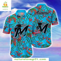 Miami Marlins Hawaiian Coral Reef Blossom MLB - Adult & Kids T-Shirts, Sweatshirts & Hoodies apparel design preview 1