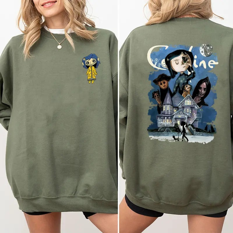 Coraline Best Movie Spooky Double Side Doodle - Adult & Kids T-Shirts, Sweatshirts & Hoodies apparel design preview 1