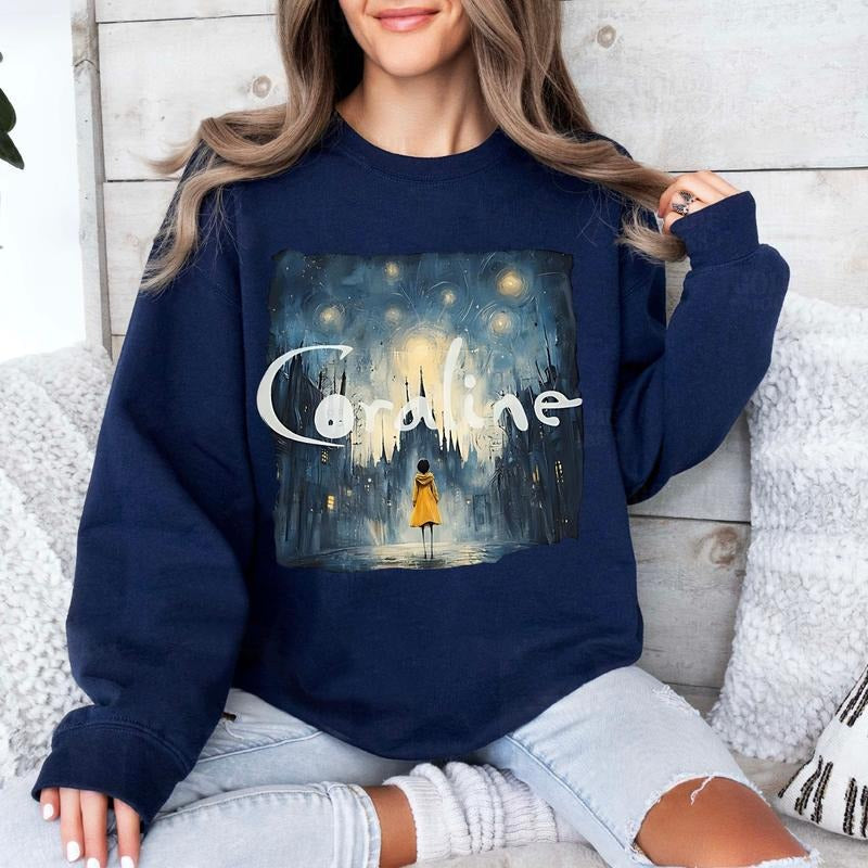 Coraline Doll Retro Spooky Movie Funny Cartoon 2024 - Adult & Kids T-Shirts, Sweatshirts & Hoodies apparel design preview 1