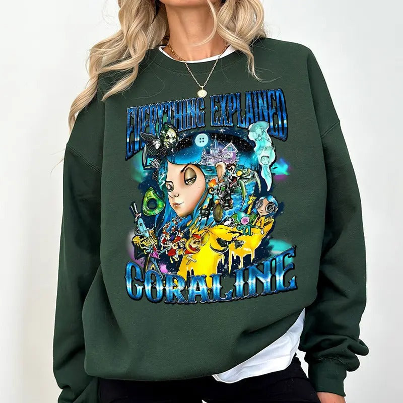 Coraline Doll Season Horror Film Cartoon Movie Fan - Adult & Kids T-Shirts, Sweatshirts & Hoodies apparel design preview 1