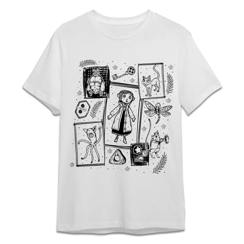 Coraline Dreaming Finding Three Ghost Horror Movies - Adult & Kids T-Shirts, Sweatshirts & Hoodies apparel design preview 1
