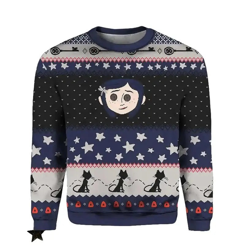 Coraline Halloween Knitted Icons Ugly Horror - Adult & Kids T-Shirts, Sweatshirts & Hoodies apparel design preview 1