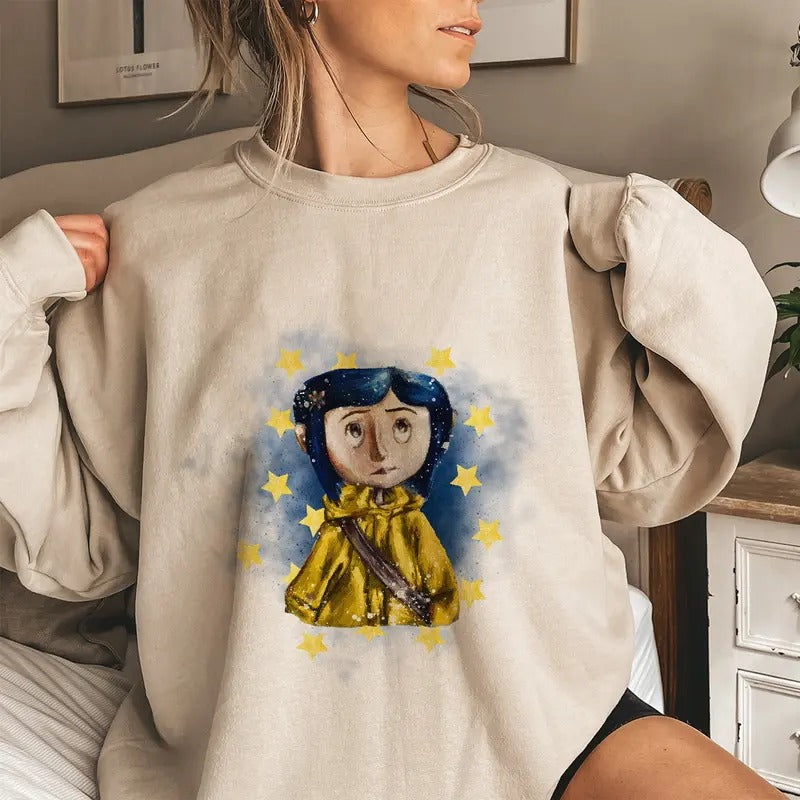 Coraline Sky Star Horror Movies Halloween - Adult & Kids T-Shirts, Sweatshirts & Hoodies apparel design preview 1