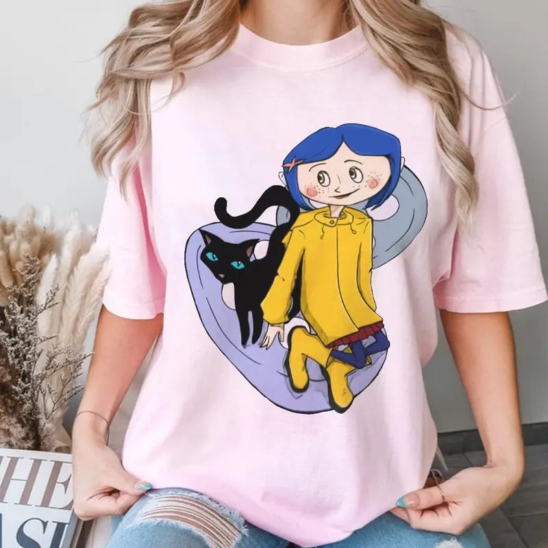 Coraline Black Cat Cutie Horror Cor.Ralinee Movies - Adult & Kids T-Shirts, Sweatshirts & Hoodies apparel design preview 1