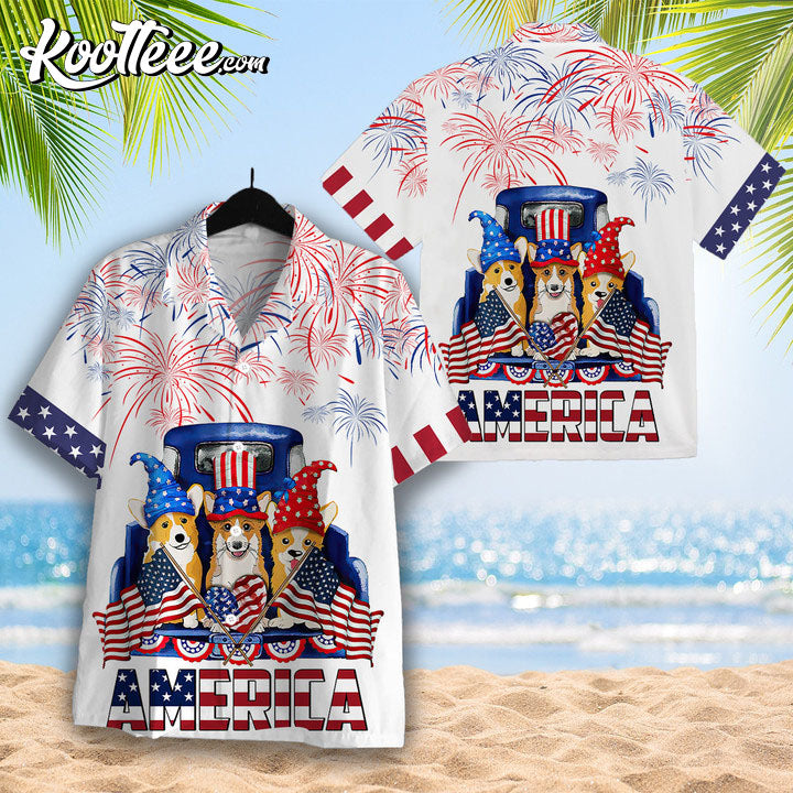 Corgi 4th Of July Independence Day Hawaiian - Adult & Kids T-Shirts, Sweatshirts & Hoodies apparel design preview 1