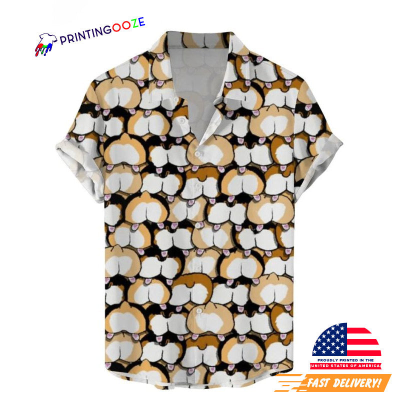 Corgi Butt Cute Hawaiian - Adult & Kids T-Shirts, Sweatshirts & Hoodies apparel design preview 1