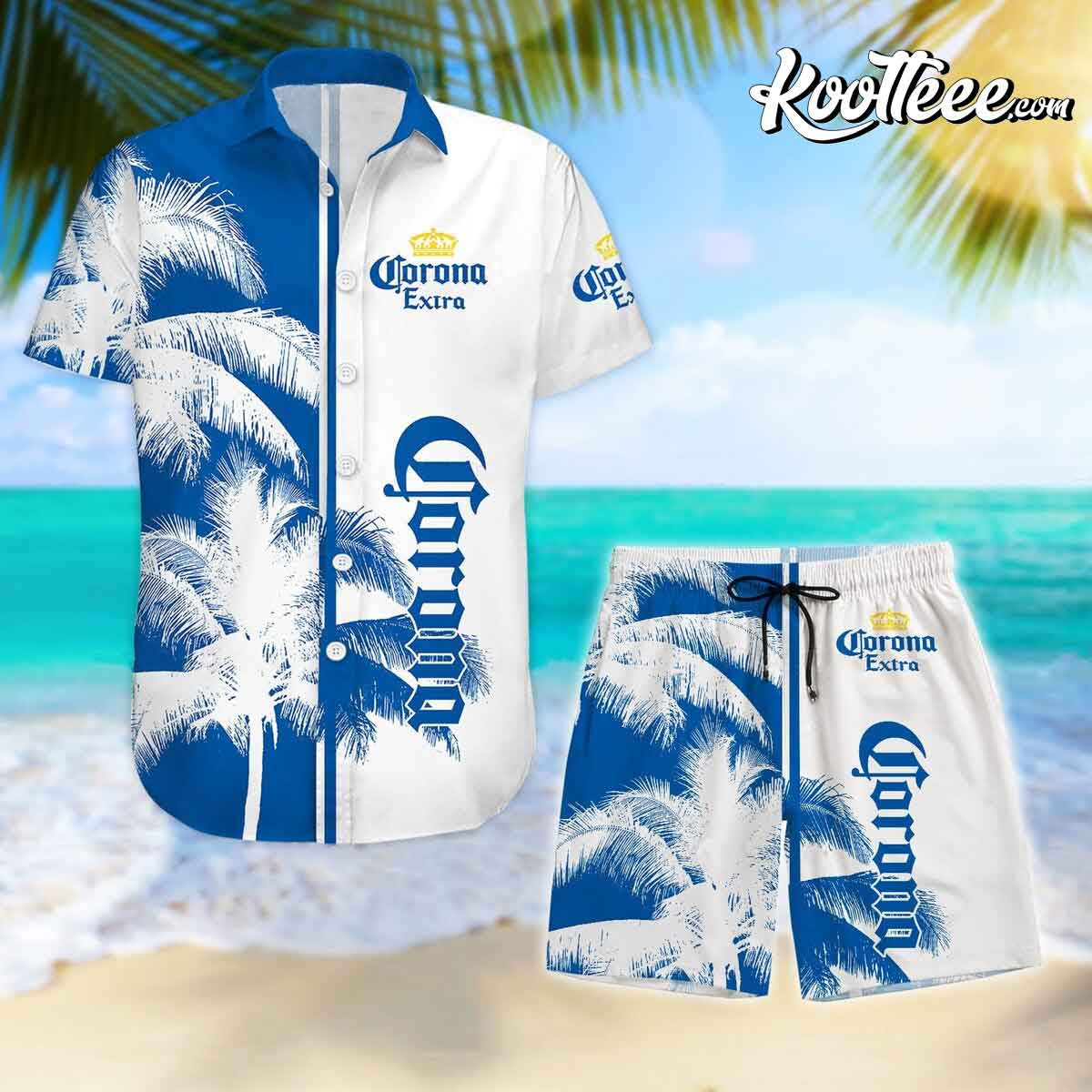 Corona Beer Coconut Tree Hawaiian And Shorts - Adult & Kids T-Shirts, Sweatshirts & Hoodies apparel design preview 1