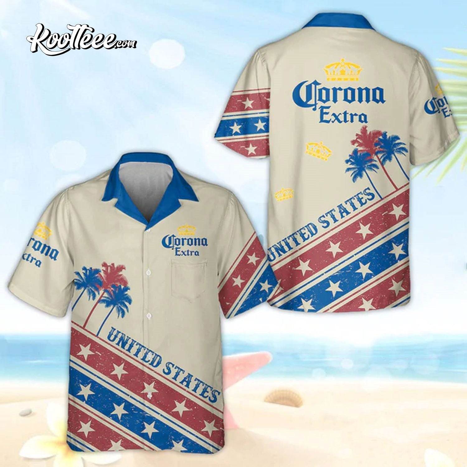 Corona Extra Aloha 4th Of July Patriotic Hawaiian - Adult & Kids T-Shirts, Sweatshirts & Hoodies apparel design preview 1