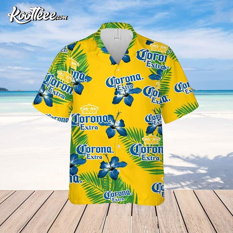 Corona Extra Beer Blue Hibiscus Flower Pattern - Adult & Kids T-Shirts, Sweatshirts & Hoodies apparel design preview 1