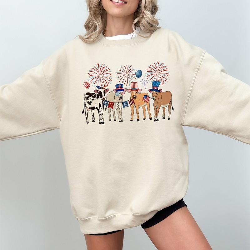 Cow 4th July Funny American Flag Independence Day - Adult & Kids T-Shirts, Sweatshirts & Hoodies apparel design preview 1