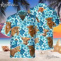 Cow Lovers Highland Blue Hibiscus Flowers Hawaiian - Adult & Kids T-Shirts, Sweatshirts & Hoodies apparel design preview 1