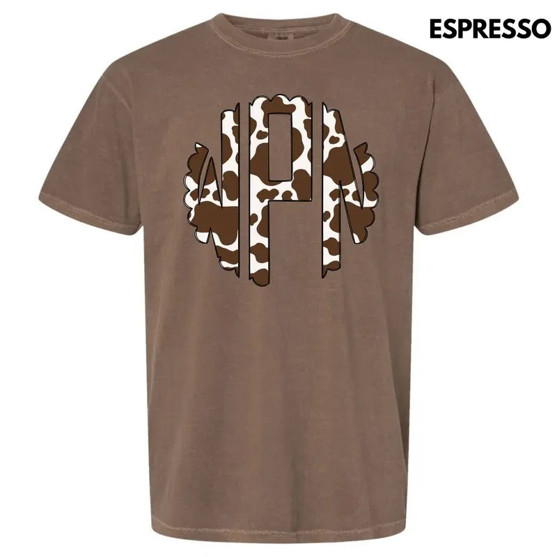 Cow Print Monogram Comfort Colors 'NLB' - Adult & Kids T-Shirts, Sweatshirts & Hoodies apparel design preview 1
