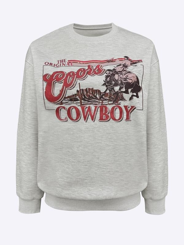Cowboy Letter Print Crew Neck Casual Spring Fall - Adult & Kids T-Shirts, Sweatshirts & Hoodies apparel design preview 1