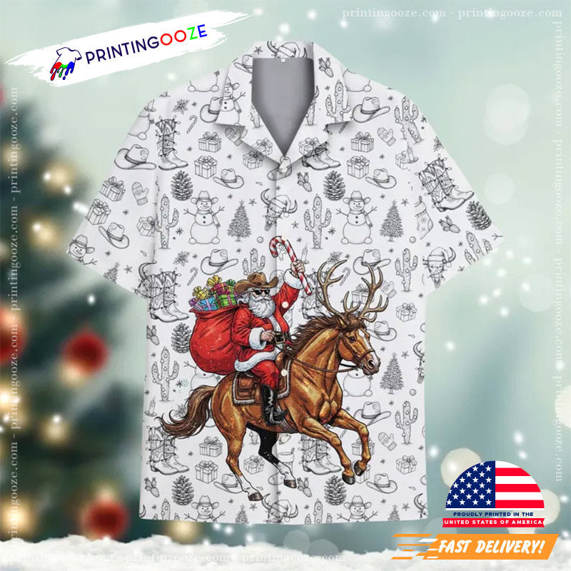 Cowboy Santa Howdy Christmas Hawaiian - Adult & Kids T-Shirts, Sweatshirts & Hoodies apparel design preview 1