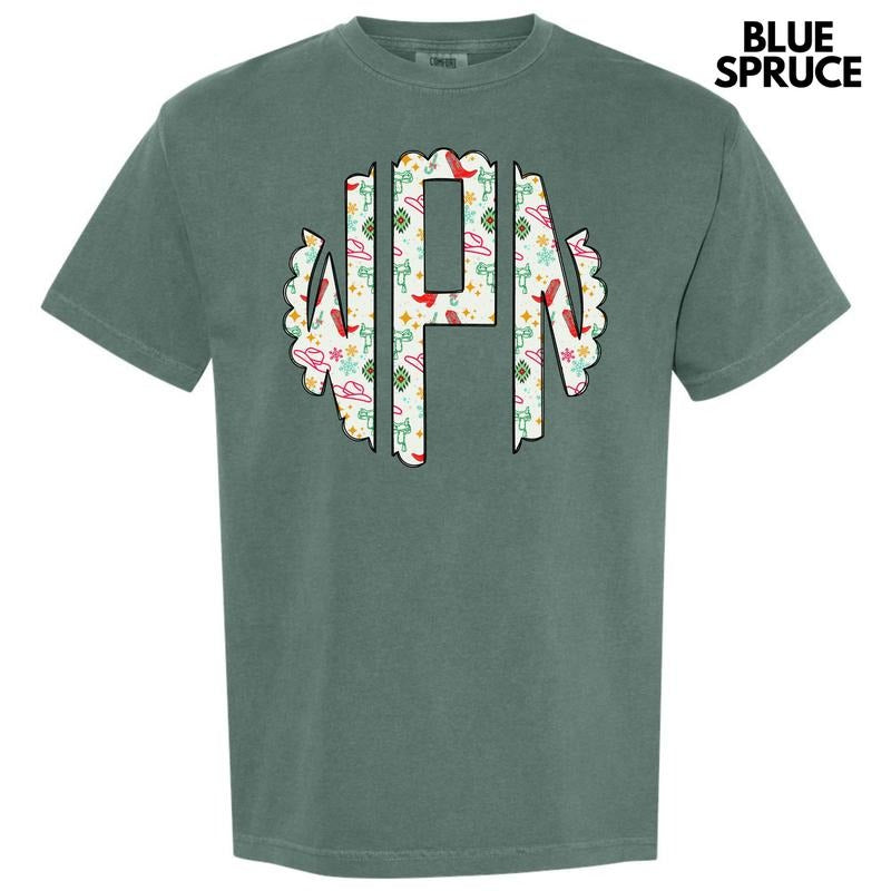 Cowgirl Monogram Comfort Colors 'NLB' - Adult & Kids T-Shirts, Sweatshirts & Hoodies apparel design preview 1
