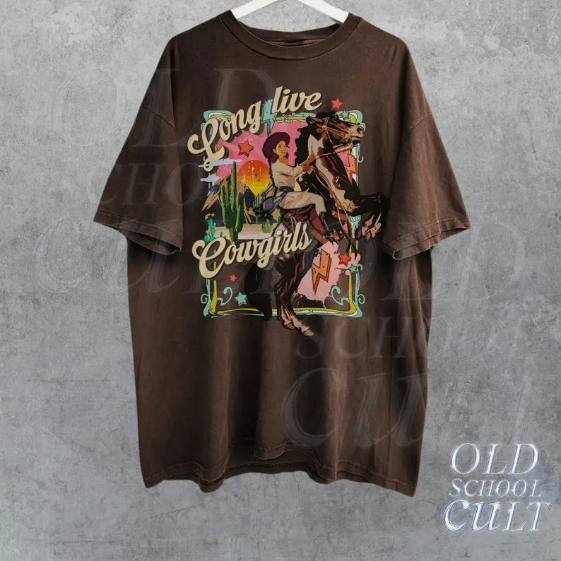 Cowgirl Western Vintage 90s Retro Rodeo Oversize - Adult & Kids T-Shirts, Sweatshirts & Hoodies apparel design preview 1