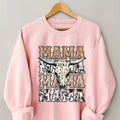 Cozy Fleece Lined Cow Skull Mama Print Casual Crew - Adult & Kids T-Shirts, Sweatshirts & Hoodies apparel design preview 1