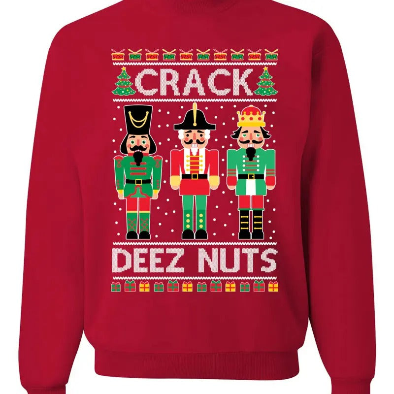 Crack Deez Nuts Meme Merry Ugly Funny - Adult & Kids T-Shirts, Sweatshirts & Hoodies apparel design preview 1