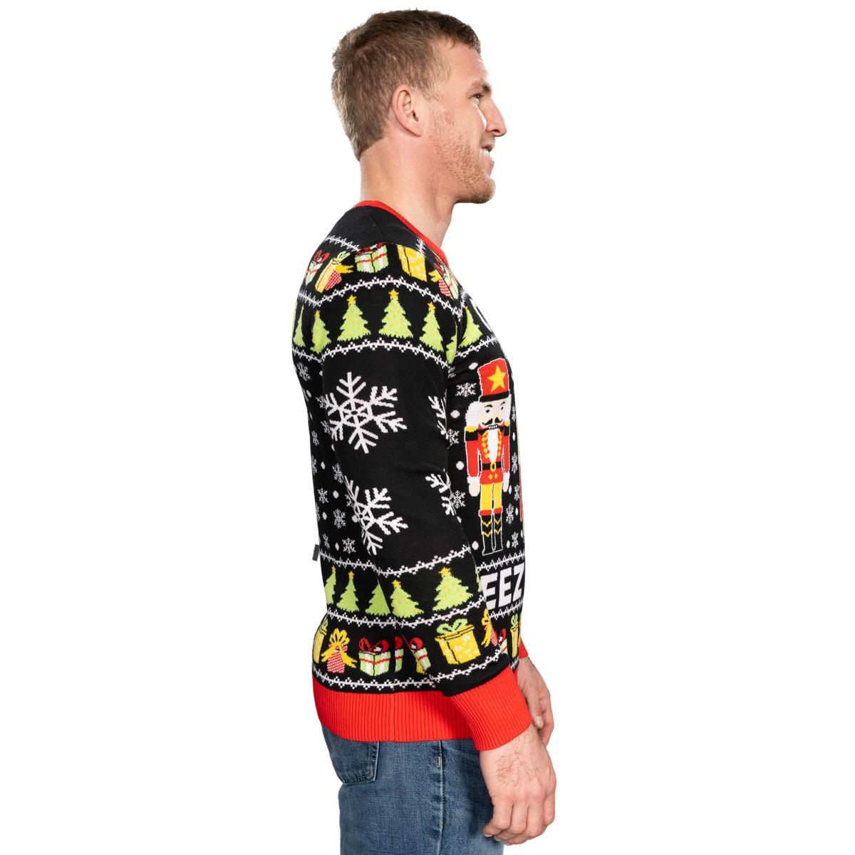 Crack Deez Nuts Nutcracker Santa Knitted Ugly Christmas Sweater - Holiday Gift product image 2