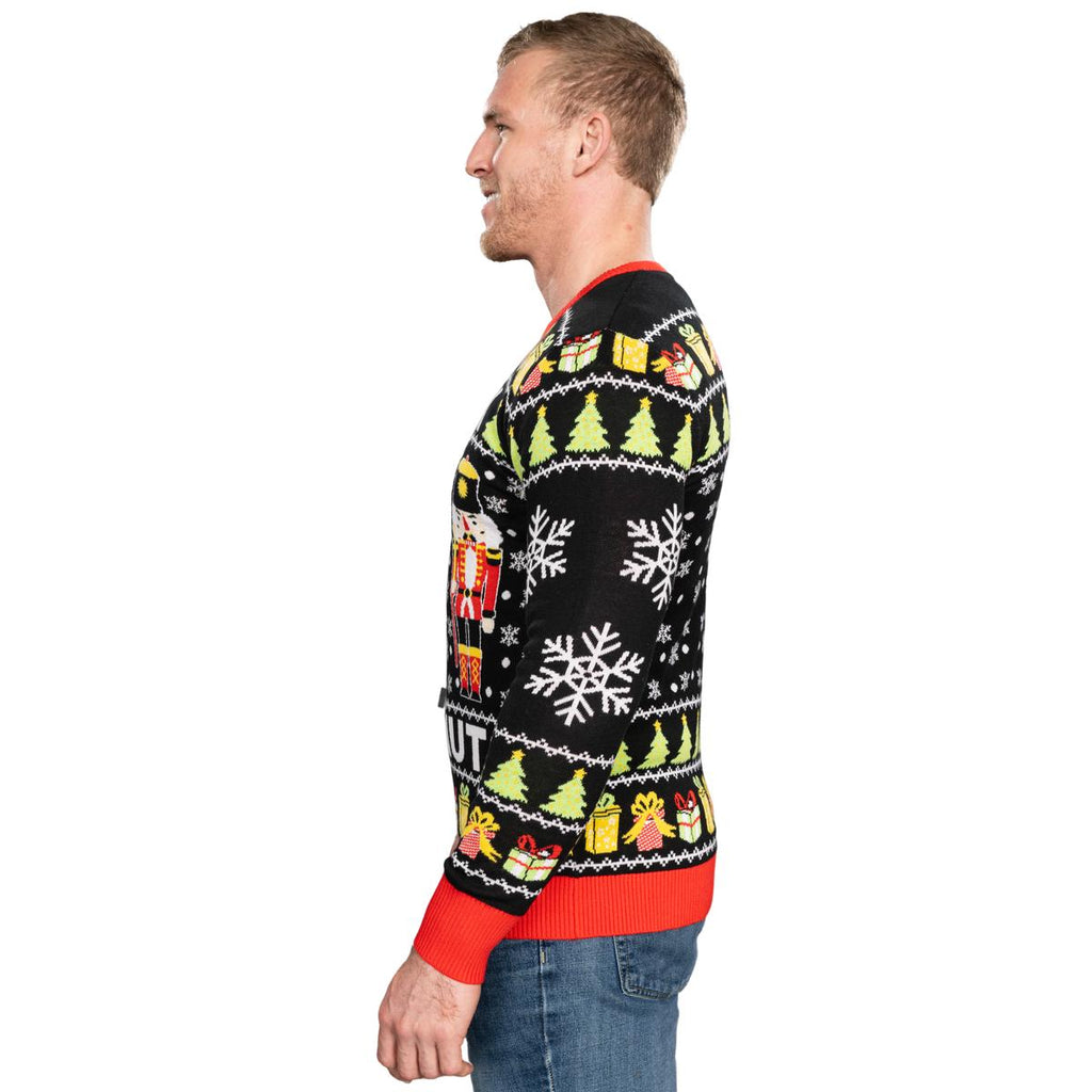 Crack Deez Nuts Nutcracker Santa Knitted Ugly Christmas Sweater - Holiday Gift product image 4