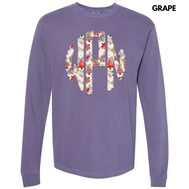 Crazy Colorful Monogram Comfort Colors 'NLB' - Adult & Kids T-Shirts, Sweatshirts & Hoodies apparel design preview 1