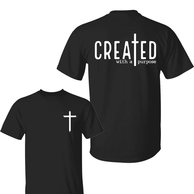 Created Purpose Faith Bible Quotes Christian Him Her - Adult & Kids T-Shirts, Sweatshirts & Hoodies apparel design preview 1