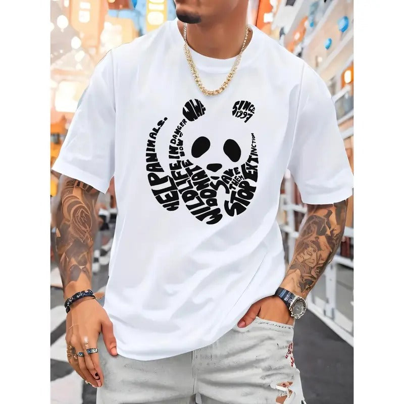 Creative Panda Outline Graph Letters Print Crew Neck - Adult & Kids T-Shirts, Sweatshirts & Hoodies apparel design preview 1