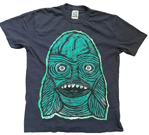 Creature Head Woodcut Appliqued Hand Printed Menswear - Adult & Kids T-Shirts, Sweatshirts & Hoodies apparel design preview 1