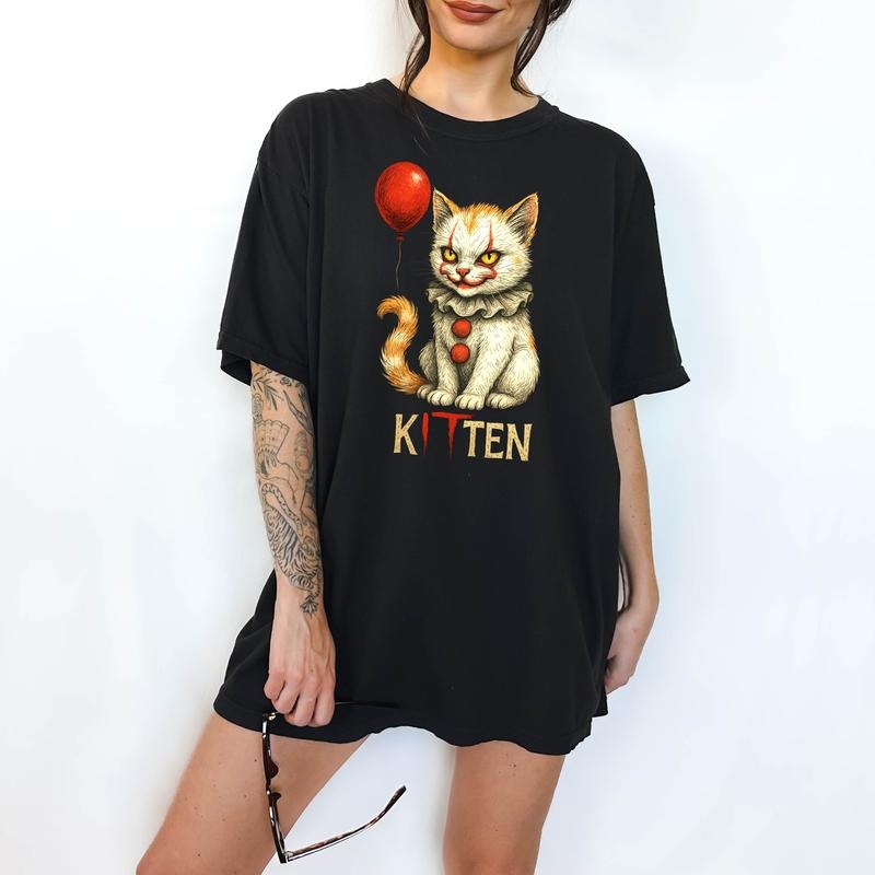 Creepy Kitten Funny Comfortable Hallowen - Adult & Kids T-Shirts, Sweatshirts & Hoodies apparel design preview 1
