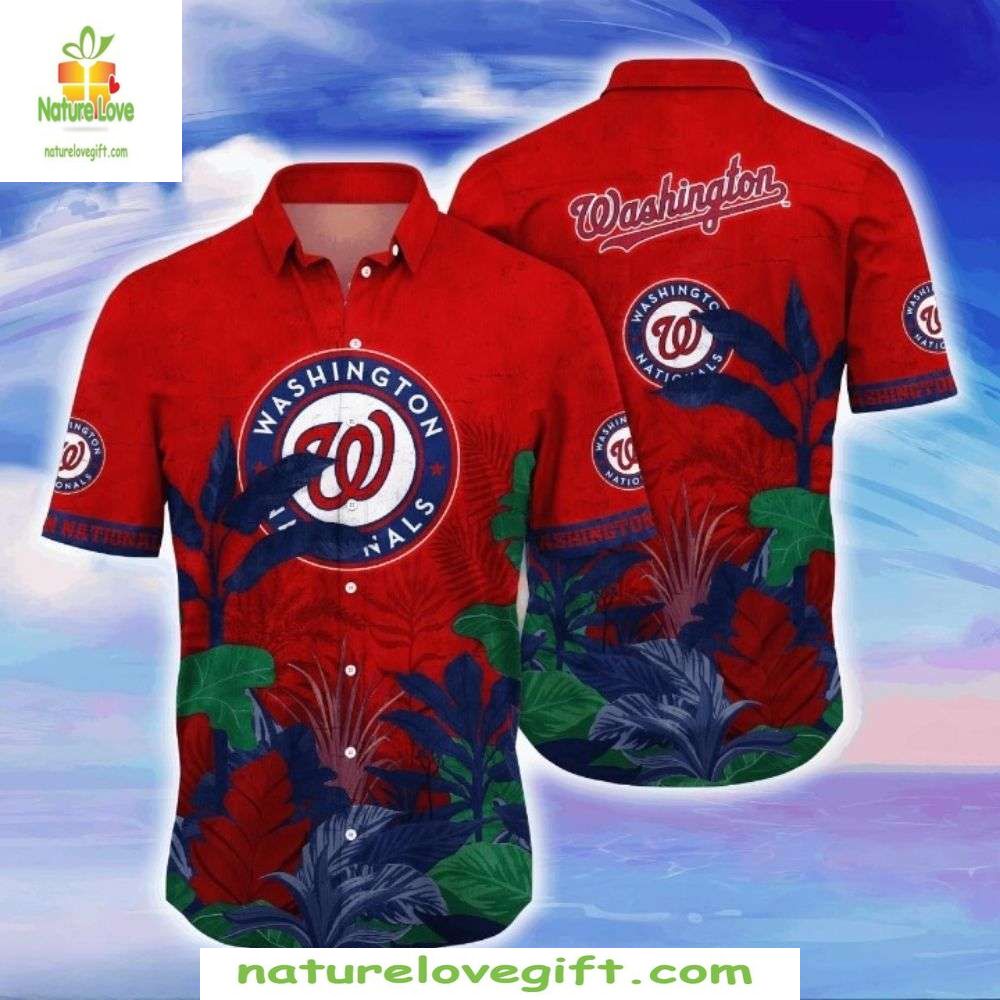 Washington Nationals Hawaiian Crimson Foliage Bold - Adult & Kids T-Shirts, Sweatshirts & Hoodies apparel design preview 1