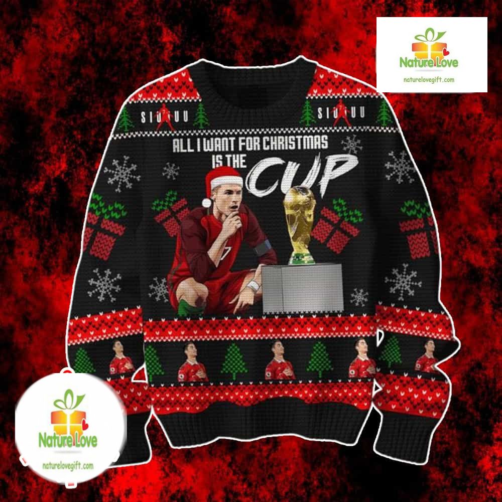 Cristiano Ronaldo Holiday Football Gift Ugly Christmas Sweater - Holiday Gift product image