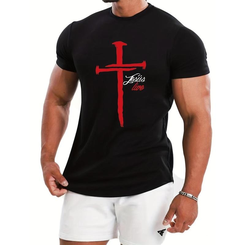 Cross Letter JESUS LIVE Pattern Print Summer Clothes - Adult & Kids T-Shirts, Sweatshirts & Hoodies apparel design preview 1