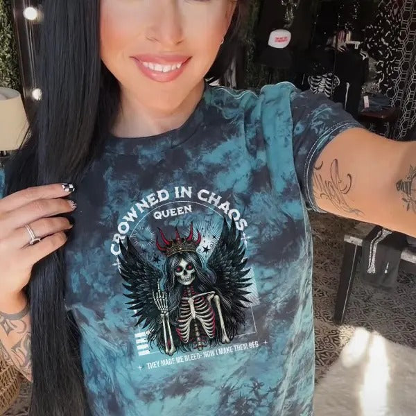 'Crowned Chaos' Black Green Tie Dye Alt Grunge - Adult & Kids T-Shirts, Sweatshirts & Hoodies apparel design preview 1