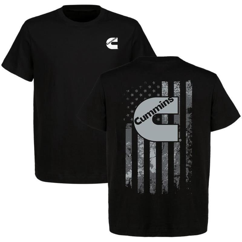 Cummin American Flag 2 Sided Car Parts Enthusiast - Adult & Kids T-Shirts, Sweatshirts & Hoodies apparel design preview 1