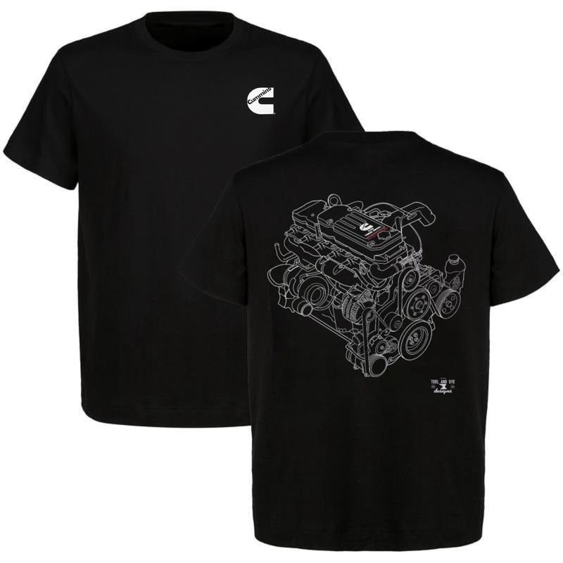 Cummins Engine 2 Sided Car Parts 90s Styled Ford - Adult & Kids T-Shirts, Sweatshirts & Hoodies apparel design preview 1