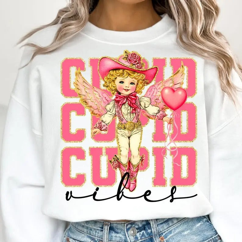 Cupid Valentine Glitter Retro - Adult & Kids T-Shirts, Sweatshirts & Hoodies apparel design preview 1